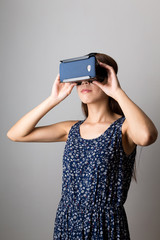 Young Woman using the VR device