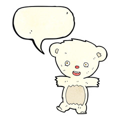 cartoon teddy polar bear cub with speech bubble
