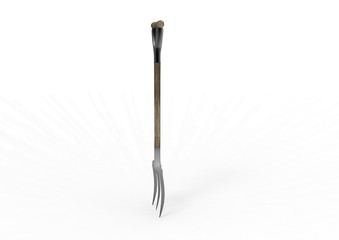 Gardening tools,  fork and rake isolated on white background