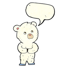 cartoon polar bear cub with speech bubble
