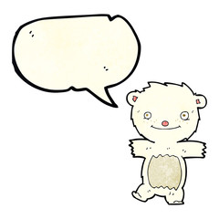 cartoon polar bear cub with speech bubble