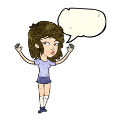cartoon pretty girl with speech bubble