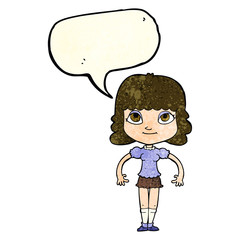 cartoon girl with speech bubble
