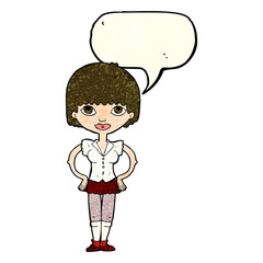 cartoon woman with hands on hips with speech bubble