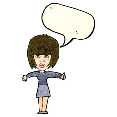 cartoon annoyed woman  with speech bubble