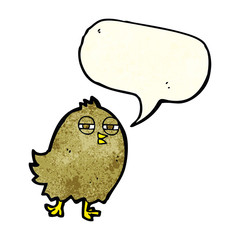 funny cartoon bird with speech bubble