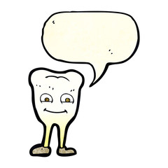cartoon yellowing  tooth with speech bubble
