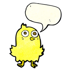 funny cartoon bird with speech bubble
