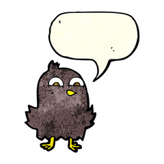 funny cartoon bird with speech bubble