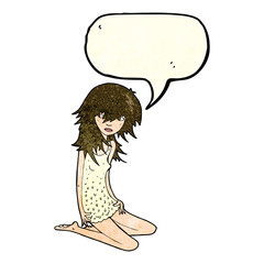 cartoon pretty girl with speech bubble