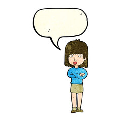 cartoon impatient woman with speech bubble