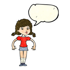 cartoon pretty girl with speech bubble