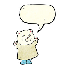 funny cartoon polar bear with speech bubble