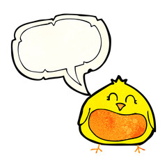 cartoon fat bird with speech bubble
