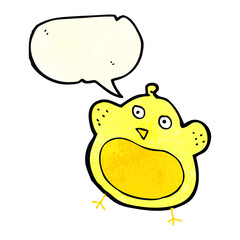 cartoon fat bird with speech bubble