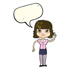cartoon woman with idea with speech bubble