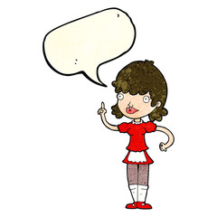 cartoon maid with speech bubble