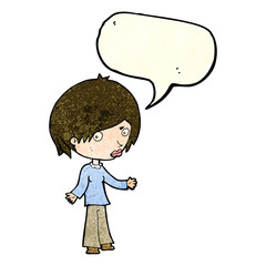 cartoon confused woman with speech bubble