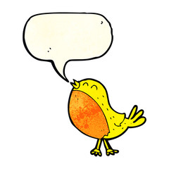 cartoon singing bird with speech bubble