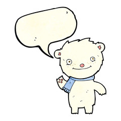 cartoon cute polar bear with speech bubble