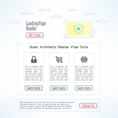Vector landing page template in modern flat design. One page