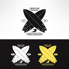 Vector surfing company label logo made in modern vintage design