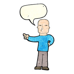 cartoon pointing man with speech bubble