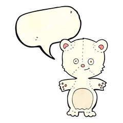 cartoon happy polar bear with speech bubble