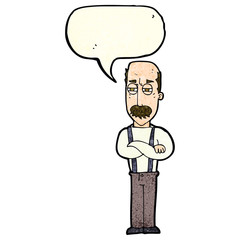 cartoon annoyed old man with speech bubble