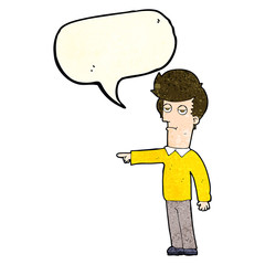 cartoon pointing man with speech bubble