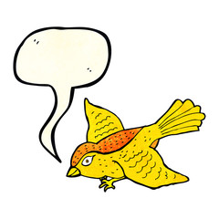 cartoon flying bird with speech bubble