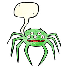 cartoon halloween spider with speech bubble