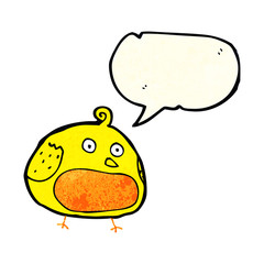 cartoon fat bird with speech bubble