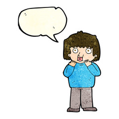 cartoon worried boy with speech bubble