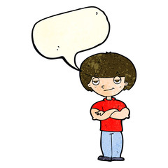 cartoon smug looking man with speech bubble