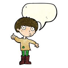 cartoon boy asking question with speech bubble
