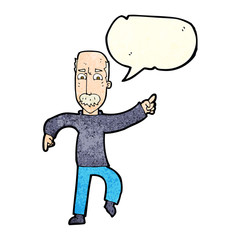 cartoon angry old man with speech bubble