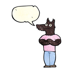 cartoon werewolf with speech bubble