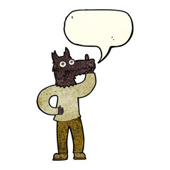 cartoon werewolf with idea with speech bubble
