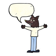 cartoon werewolf with speech bubble