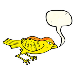 cartoon garden bird with speech bubble