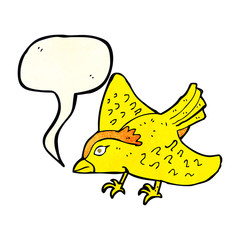 cartoon garden bird with speech bubble