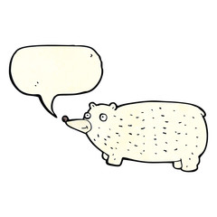 funny cartoon bear with speech bubble