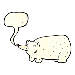 funny cartoon polar bear with speech bubble