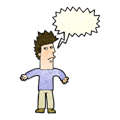 cartoon confused man with speech bubble