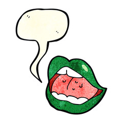 cartoon halloween mouth with speech bubble