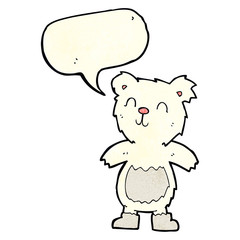 cartoon teddy polar bear with speech bubble
