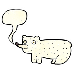 funny cartoon polar bear with speech bubble