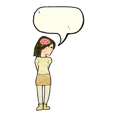 cartoon brainy woman with speech bubble