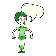 cartoon zombie monster woman with speech bubble